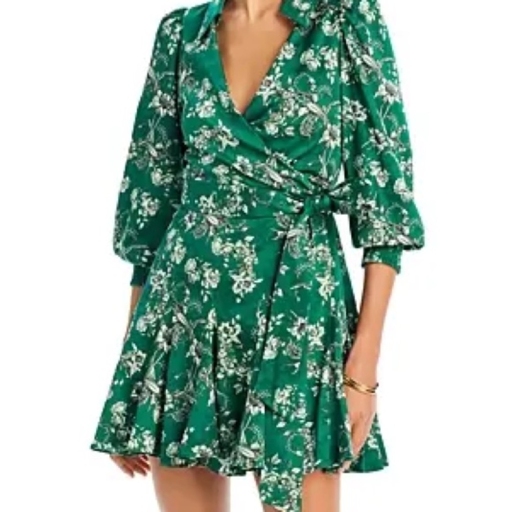 Alice And Olivia Alisa Mini Wrap Dress Long Sleeve Size 4 $495